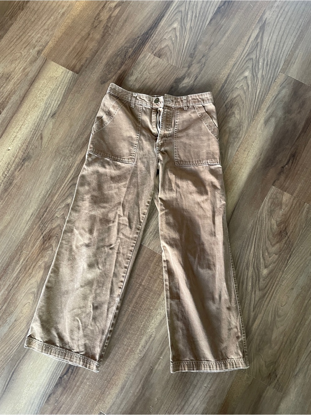 Wide Leg Tan Cargo Style Pants 100% cotton